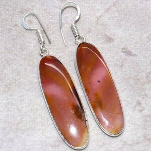 Mookaite Jasper Gemstone 925 Sterling Silver Handmade Drop Dangle Earrings